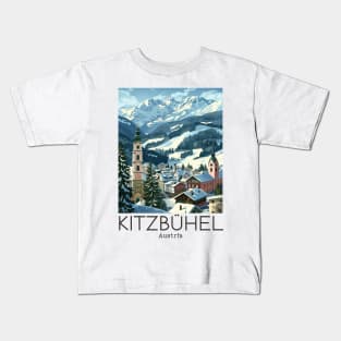 A Vintage Travel Illustration of Kitzbühel - Austria Kids T-Shirt